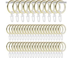 Metalen Gordijnringen 50 stuks | Haak en stille ring | Binnendiameter 27 mm | Goud | Voor de meeste gordijnroedes
