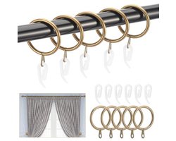 Metalen Gordijnringen en Haken 45 Stuks | Geruisloze Ringen voor Gordijnen en Douchegordijnen | Antiek Messing, Binnendiameter 30mm