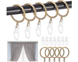 Metalen Gordijnringen en Haken 45 Stuks | Geruisloze Ringen voor Gordijnen en Douchegordijnen | Antiek Messing, Binnendiameter 30mm