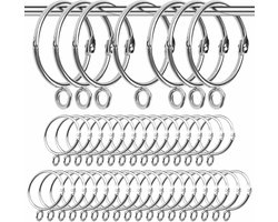 Metalen gordijnringen met oogjes, 40 stuks, zilver met bladeren, ideaal voor schuifgordijnen, ramen en deuren, geschikt voor gordijnroedes van 3,8 cm