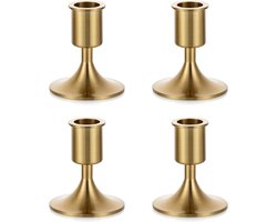 Metalen Gouden Kandelaar Houder - Vintage Conische Kaarsenstandaard voor Bruiloft Kerstmis - Set van 4