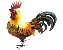 Metalen Haan Decoratie - Tuin Kunstwerk - Buiten Versieren - Handgemaakt Ambacht - Metaal Kleur