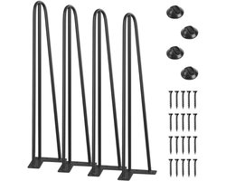 Metalen Haarspeld Salontafel Poten - 24 Inch, 1/2 Inch Massieve Staven voor Industrieel Meubilair - Set van 4 met Rubber Vloerbeschermers
