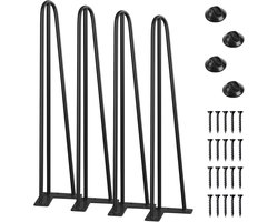 Metalen Haarspeld Salontafel Poten - 24 Inch, 1/2 Inch Massieve Staven voor Industrieel Meubilair - Set van 4 met Rubber Vloerbeschermers