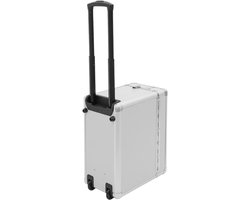 Metalen handbediende archiefkast – Voor kantoor, vergaderingen en beurzen – Mobiele opberg- en transportoplossing met onderste trekstang en wielen – Zakelijke trolley/koffer voor documenten en materialen – Kleur: zilver