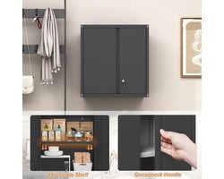 Metalen Hangkast – Gereedschapskast – Wandkast – Opbergkast – Stalen Kast – Verstelbare Plank – 3-Punts Slot Veilig