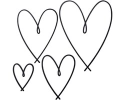 Metalen Harten Wanddecoratie - Wanddecoratie - Minimalistisch - Zwart Staal - Liefdesbord - Hangende Sculpturen - Slaapkamer - Woonkamer - Kantoor - Huis