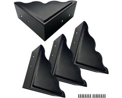 Metalen hoekbeschermers - Decoratieve hoekstukken - Meubels beschermen - Vintage industriële stijl - 9x9x3.7x3.5 cm - Zwart