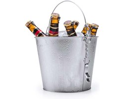 Metalen Ijsemmer 6 Liter - Drankenkoeler met Flesopener en Ketting