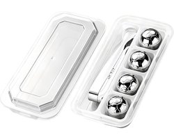Metalen IJsklontjes - Herbruikbare Koelstenen - Drank Koelen - Voetbal Vorm - 4 stuks - Zilverkleurig