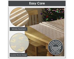 Metalen Jacquard Kersttafelkleed Crème Goud - 70" (178cm) Rond