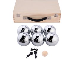 Metalen Jeu De Boules Set Luxe - 6 Ballen in Houten Kist - Engelhart
