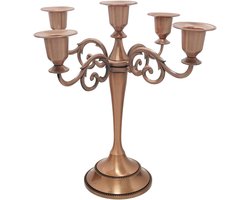 Metalen Kandelaar - Kaarsenhouder - Sfeerverlichting Creëren - Vijf Armen - 23x23x28 cm - Koper