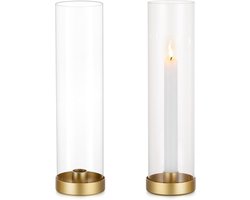 Metalen Kandelaars Goud 30cm - Decoratieve Kandelaars Houder Voor Bruiloft Orkaan Kaarshouder - Met Afneembare Glazen Kaarsenstandaard Voor Kersttafel Centerpiece 2pcs