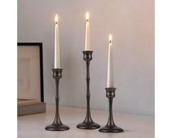Metalen Kandelaars - Kaarshouders Set - Huisdecoratie - Stijlvolle Bronzen Afwerking - Set van 3 - Brons