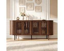 Metalen Kast 160x40x70 cm – Minimalistisch – Modern Design – Voor Woonkamer – Voor Hal en Entree – Walnoot