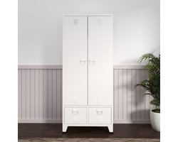 Metalen kast Hankasalmi met 2 lades 180x90x40 cm wit