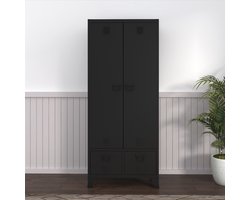 Metalen kast Hankasalmi met 2 lades 180x90x40 cm zwart