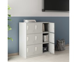 Metalen kast Rautavaara 100x90x40 cm met 9 deuren lichtgrijs