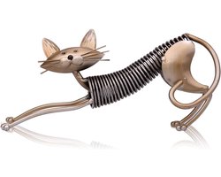 Metalen kattensculptuur, handgemaakte decoratie, moderne stijl en creatieve decoratieve elementen, woonaccessoires, ornamenten, woonkamerdecoratie, interieurdecoratie met kattenmotief