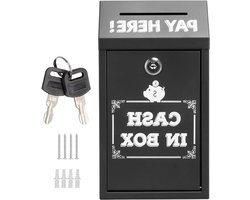 Metalen kist - Veiligheidskist met slot - Fondsen inzamelen - Dubbel sleutelsysteem - 25 cm - Zwart