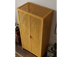 Metalen kledingkast 80 x 45 x 170 cm - Garderobekast met 2 Kledingstangen en 4 Planken - Slaapkamerkast van Gelegeerd Staal - Mosterdgeel - Yesdeals