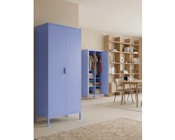 Metalen kledingkast 80 x 45 x 170 cm - Garderobekast met 6 Vakken en 2 Kledingstangen - Industriële Stalen Kast voor Slaapkamer, Woonkamer en Hal - Lila (Paars) - Yesdeals