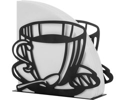 Metalen koffiefilter stand - houder & rek voor koffiefilters, papieren handdoeken & servetten - verticaal, kegel & vierkante vorm (zwart)