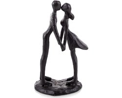 Metalen Kussend Stel Standbeeld, Moderne Decoratieve IJzeren Figuur, Gepersonaliseerd Beeldhouwwerk Ornament, Zwarte Abstracte Figuren, Jubileum Huwelijks aandenken cadeau voor jouw vrouw, vriendin.