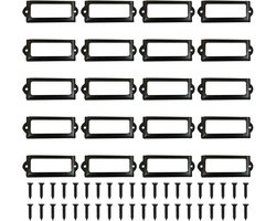 Metalen Label Houder voor Kantoor Dressoir en Boekenkast - Set van 20 Stuks met Schroeven - Label Frame voor Archiefkast - 83 x 32mm