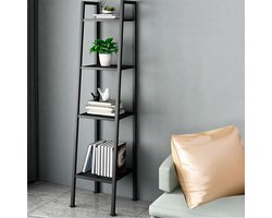 Metalen Ladder Plank - Boekenkast Bloemenstandaard - Verticale Opslag - Trapeziumvormig Ontwerp - 58 inch hoog 4 planken - Rood