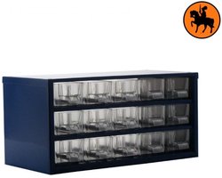 Metalen ladekast 15 Laden Blauw - Sorteerkast voor Schroeven, Bouten en Kleine Onderdelen - 30,6 x 15,5 x 14,7 cm