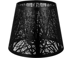 Metalen Lampenkap – Opengewerkt Gegraveerd – Cilindrisch Rond Patroon – Verwijderbaar – E27/E26 – Voor Tafellamp Nachtkastje-(Let op: dit is een lampenkap)-Zwart