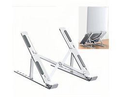 Metalen Laptop Standaard - Opvouwbare Aluminium Laptop Verhoger - Verstelbaar - Ergonomische Stand - Ventilerende Computerstandaard - Hoogte Verstelbaar - Draagbaar Design - Voor Thuiswerk en Kantoor
