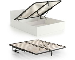 Metalen lattenbodem 160x200 cm / Bedbodem / Metalen bedbodem met hefmechanisme / 28 Houten Latten / Zwart