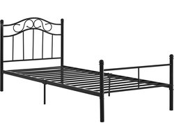 Metalen ledikant met bedbodem - eenpersoons - zwart