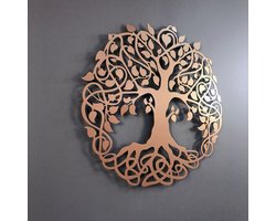 Metalen Levensboom - Muurdecoratie - Levensboom Metaal - Levensboom Wanddecoratie - Wall Art - Koper - 47x47 CM
