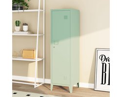 Metalen Lockerkast 137x38x38 cm met 2 planken - Afsluitbare Garderobekast in Pastel Groen
