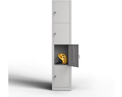 Metalen lockerkast 4 deuren, lockerkast met sleutel, grijs, 165 x 33 x 40 cm, draaideurkast voor kleedkamer of kantoor, TwinThink