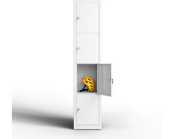 Metalen lockerkast 4 deuren, lockerkast met sleutel, wit, 165 x 33 x 40 cm, draaideurkast voor kleedkamer of kantoor, TwinThink