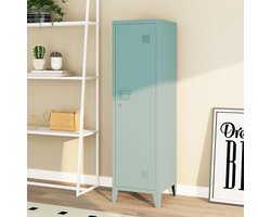 Metalen Lockerkast met 2 Planken - Afsluitbare Garderobekast in Grijsblauw 137x38x38 cm