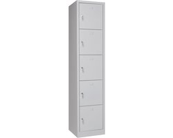 Metalen Lockerkast met 5 Compartimenten en Afsluitbare Deuren voor Sport, Kantoor en School