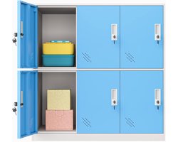 Metalen Lockerkast - Opbergkast Bureaukast - Persoonlijke Opslag - Ventilatie Ontwerp - 92.5 x 90 x 45 cm - Blauw