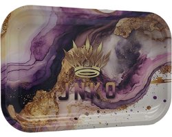 Metalen Luxe Dienblad | 29x19cm | Luxury Marble Art Serie | Paars & Goud | Decoratief Dienblad | JNKO