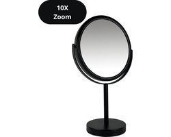 Metalen make-up spiegel mat zwart- 10x vergroting 18cmØ- 3 kleuren - 3 vergrotingen scheerspiegel - cosmeticaspiegel - schoonheidsspiegel - badkamer spiegel - makeup - make up