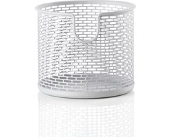 Metalen mandje wit - Hoogte 10 cm, Diameter 12 cm