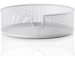 Metalen mandje wit - Hoogte 6,5 cm, Diameter 20 cm