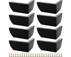 Metalen meubelpoten - 8 stuks zwart driehoekig - 5 cm - inclusief schroeven en rubberen voetjes - voor kasten, nachtkastjes, tv-kasten - banken en salontafels