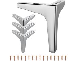 Metalen meubelpoten - Set van 4 stuks voor kast, bank, stoel - Modern design - Zilverkleurig - Vervanging doe-het-zelf - Driehoekige vorm - 13 cm
