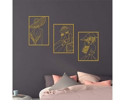 Metalen minimalistische abstracte elegante vrouwen muurkunst, moderne Boho Floral Lady Home hangende sculptuur decor voor slaapkamer, keuken